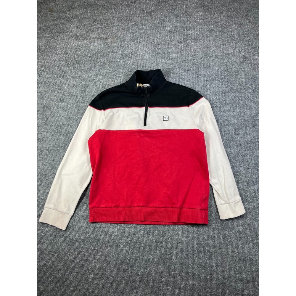 Calvin Klein Sweatshirt Mens Medium Multicolor Cotton Colorblock Quarter‎ Zip